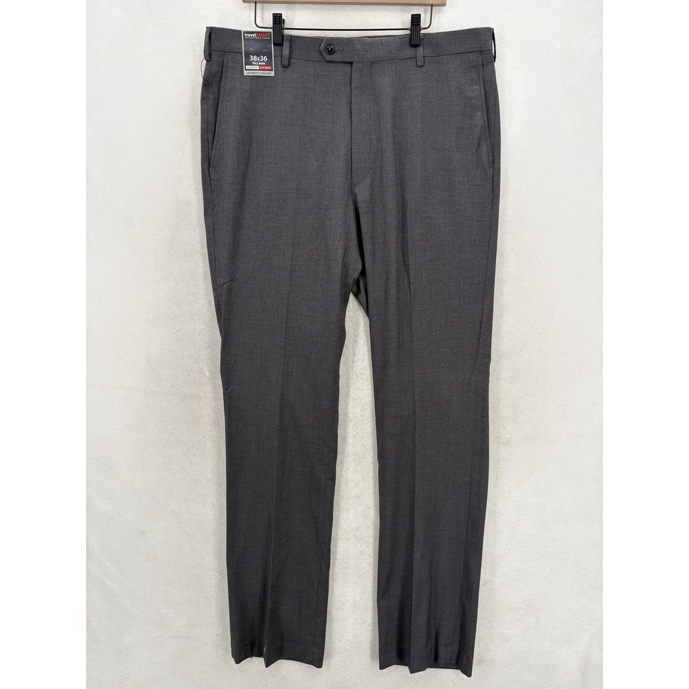 Roundtree & Yorke TravelSMART Dress Pants Mens 38x36 Gray Stretch Big Tall NWT